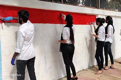 Human Right Day awareness by painting wall by NSS volunteers on 10th Dec.2020